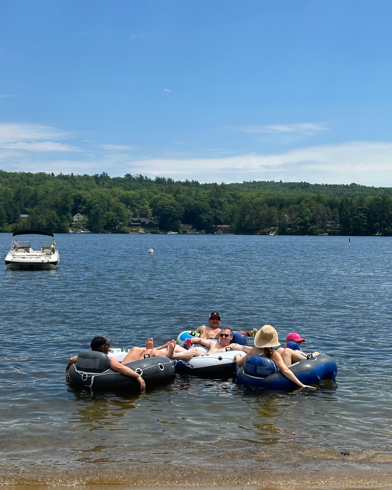 Tubes rafted together on the bay