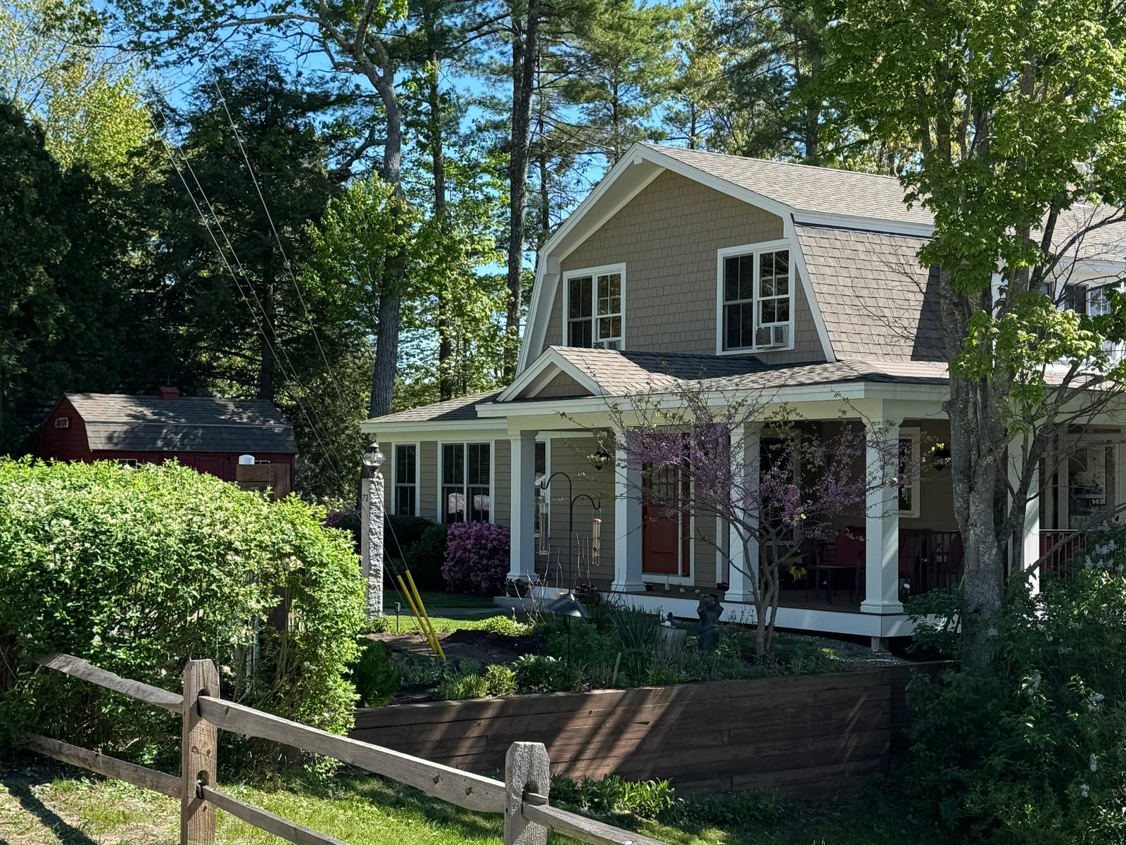 The Inn from Weed Road, past the split-rail fence