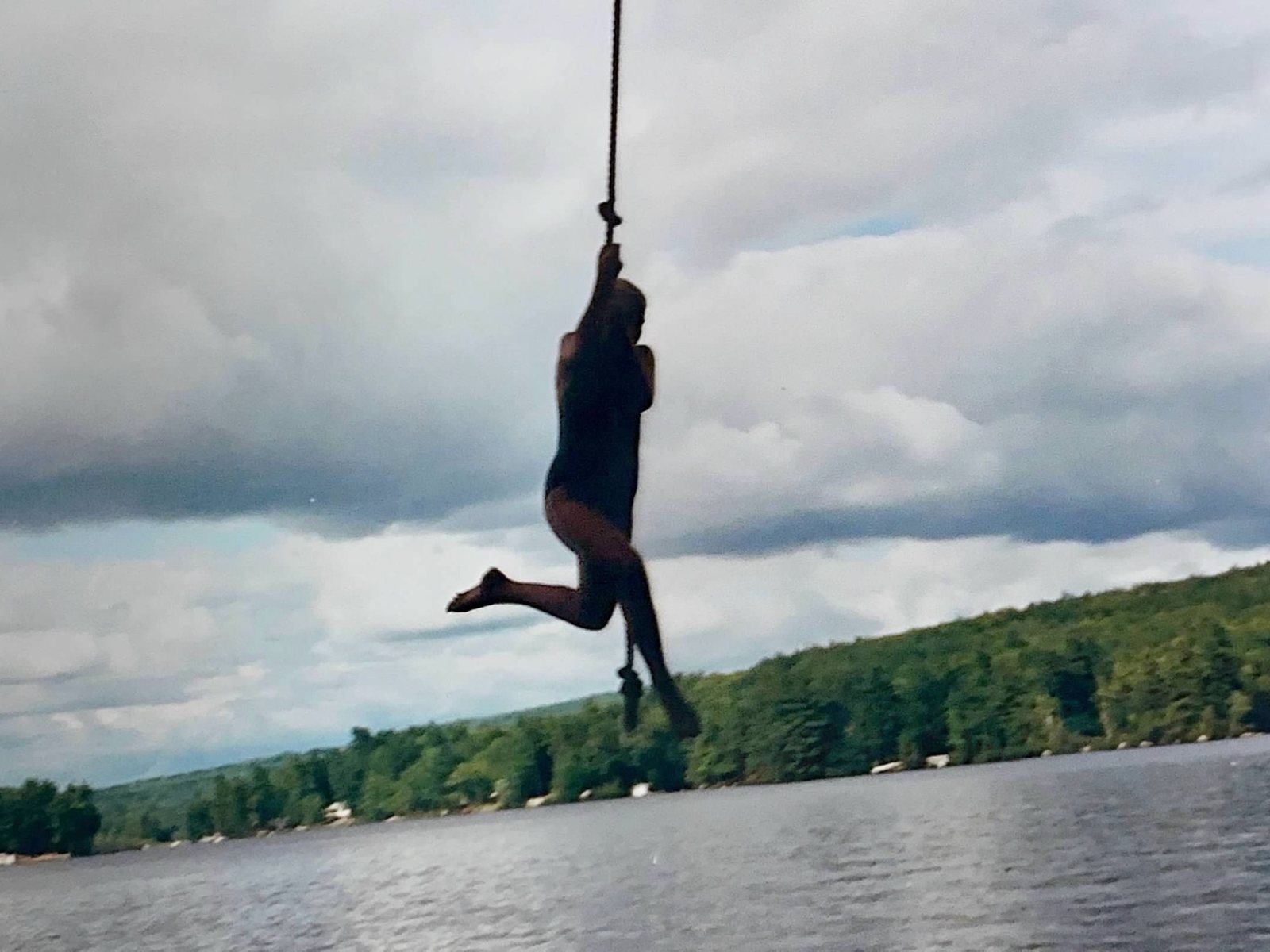 Off the rope swing, into the lake